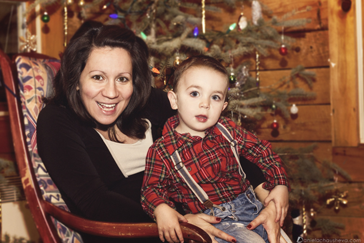 Christmas Mother and Son portrait